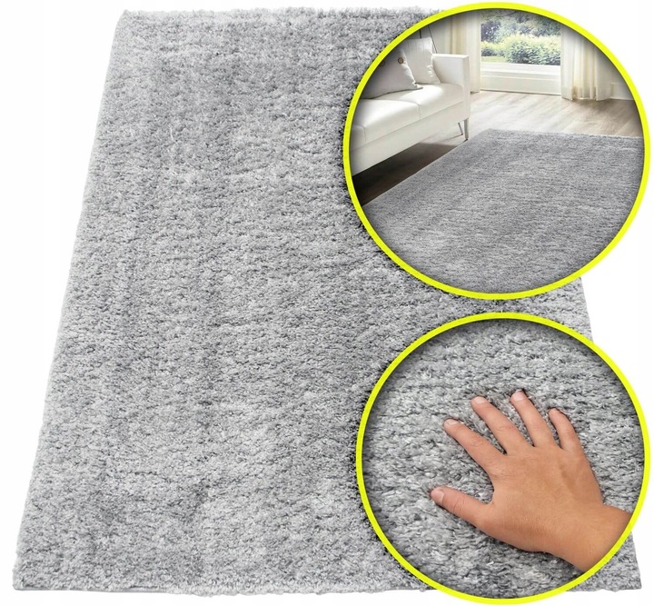 DYWAN SHAGGY WŁOCHATY DO SALONU SYPIALNI MIĘKKI PLUSZOWY SZARY 60X100