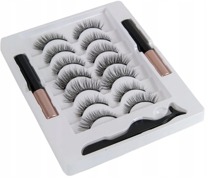 Rzęsy Magnetyczne 7 Par + Pęseta + 2 x Eyeliner