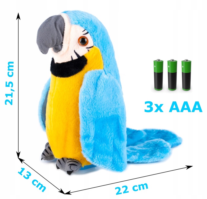 PAPUGA GADAJĄCA POWTARZA TAŃCZY MÓWI MÓWIĄCA Miś GADAJĄCA MASKOTKA
