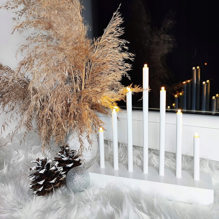 ŚWIECZNIK ADWENTOWY ŚWIĄTECZNY ŚWIECE DEKORACJA 7 led ŚWIĘTA LAMPKI