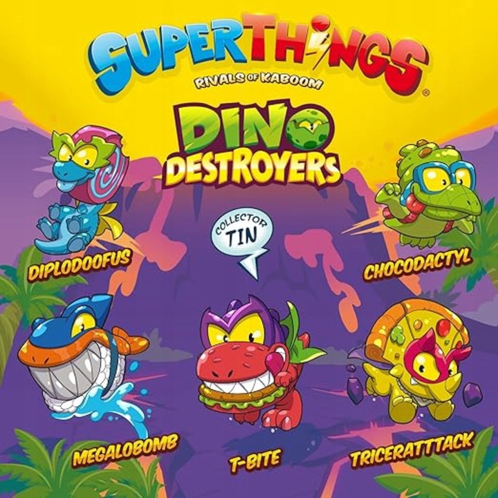 SUPERTHINGS ZINGS ZESTAW 5 FIGUREK W PUSZCE DINO DESTROYERS PUSZKA 2634