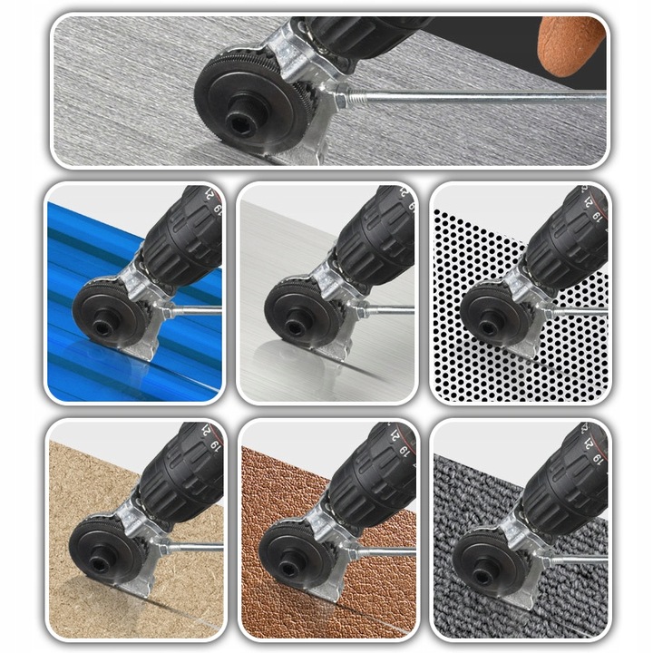 ADAPTER DO CIĘCIA BLACHY NA WKRĘTARKĘ WIERTARKĘ PRZYSTAWKA NOŻYCE