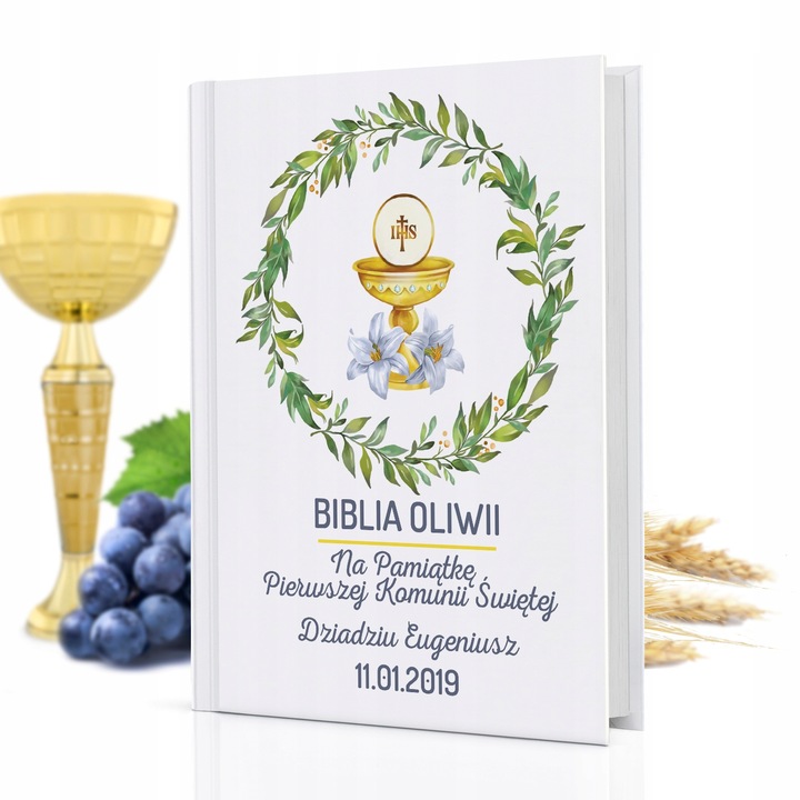 Biblia dla dzieci Prezent Chrzest Pamiątka Chrztu Komunii Nadruk na Okładce
