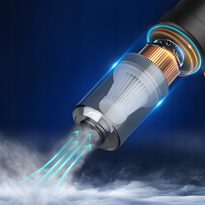 ODKURZACZ SAMOCHODOWY RĘCZNY MAŁY BEZPRZEWODOWY 120W DO AUTA USB