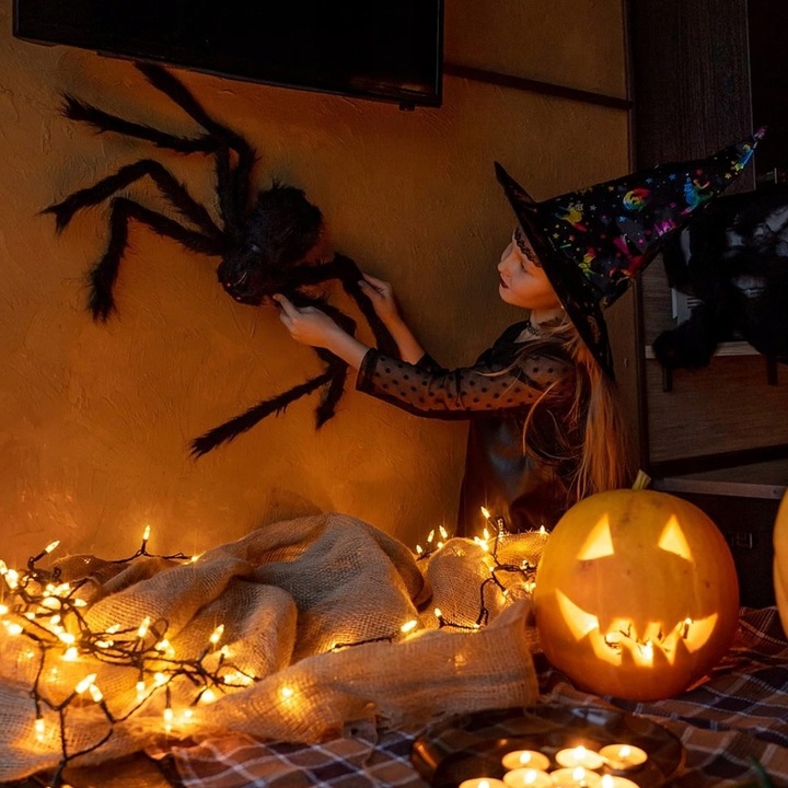 PAJĄK GiGANT HALLOWEEN WŁOCHATY STRASZNY Dekoracja Ozdoba Olbrzymi