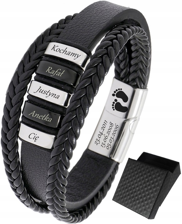 Bransoletka SKÓRZANA IMIONA RODZINY GRAWER