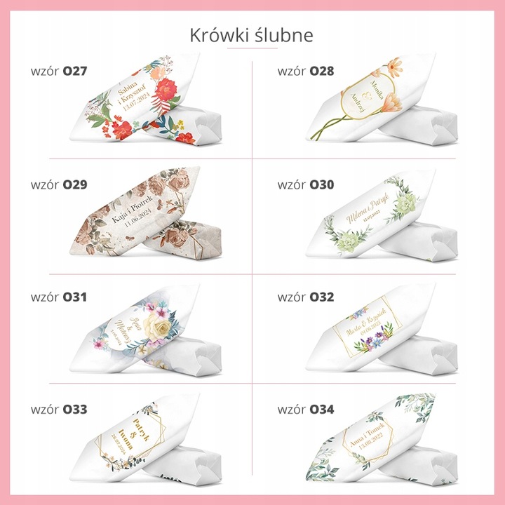 KRÓWKI PERSONALIZOWANE WESELE ŚLUB ROCZNICA 1 KG Podziękowanie dla Gości