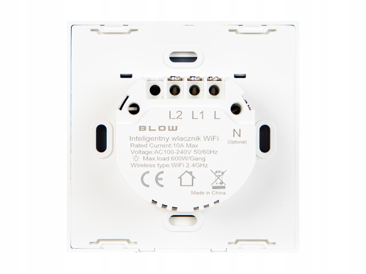 DOTYKOWY WŁĄCZNIK ŚWIATŁA DWUKANAŁOWY SZKLANY LED BIAŁY WiFi Tuya