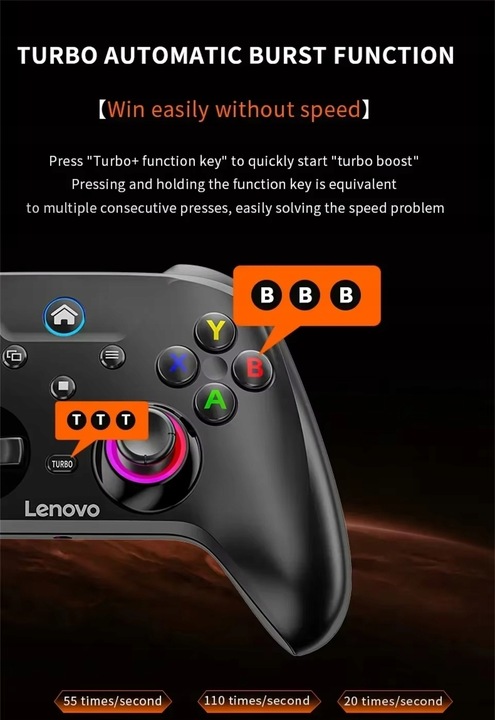 Bezprzewodowy Kontroler Pad Do Gier LENOVO S02 Czarny PC Android iOS Switch