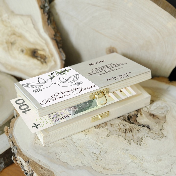 Pamiątka Pierwszej Komunii Świętej Prezent na Komunię Pudełko na