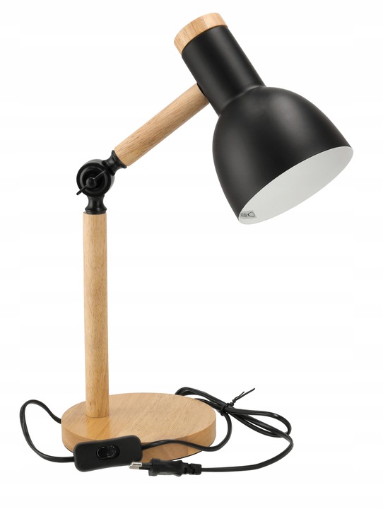 Lampka Na Biurko Do Czytania Drewniana E27 Stojąca + Podwójna Regulacja