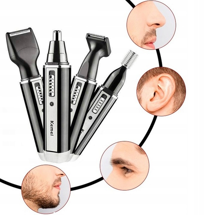 TRYMER GOLARKA DO NOSA USZU GOLENIE BRODY WŁOSÓW ZAROSTU 4w1 MOCNY grzebień