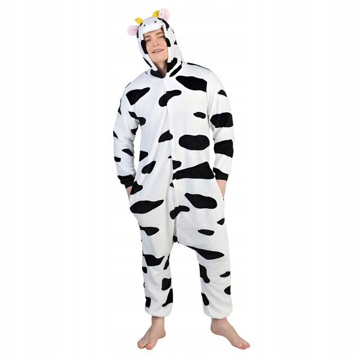 Piżama Onesie Kigurumi Kostium Przebranie Krowa XL: 175-185cm