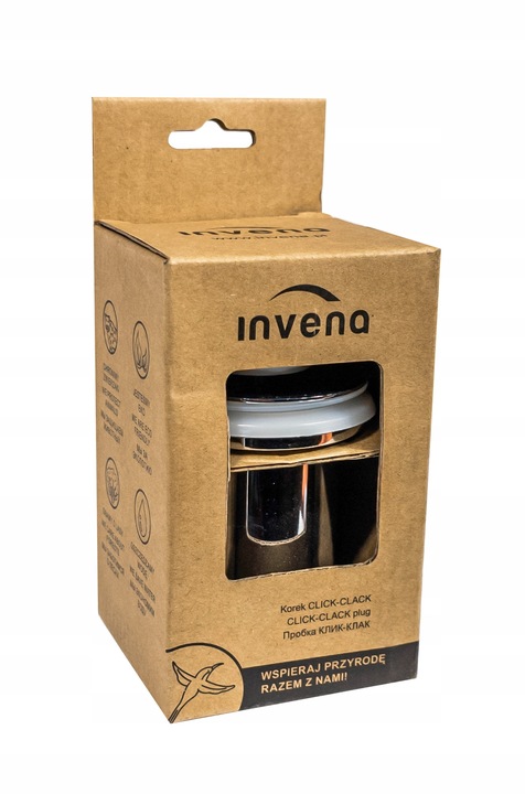 KOREK CLICK -CLACK DO UMYWALKI UNIWERSALNY CERAMICZNY BIAŁY POŁYSK INVENA