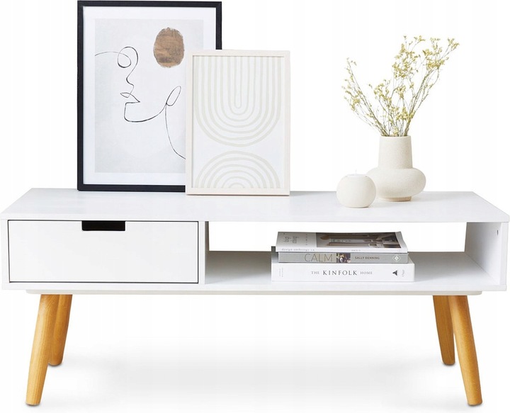 KOMODA Szafka RTV Kredens Regał na Telewizor z Szufladą BIAŁY