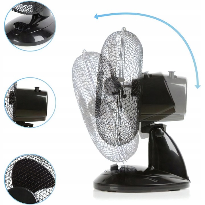 WENTYLATOR WIATRAK STOŁOWY STOJĄCY BIURKOWY OSCYLACJA CICHY MOCNY SKUTECZNY