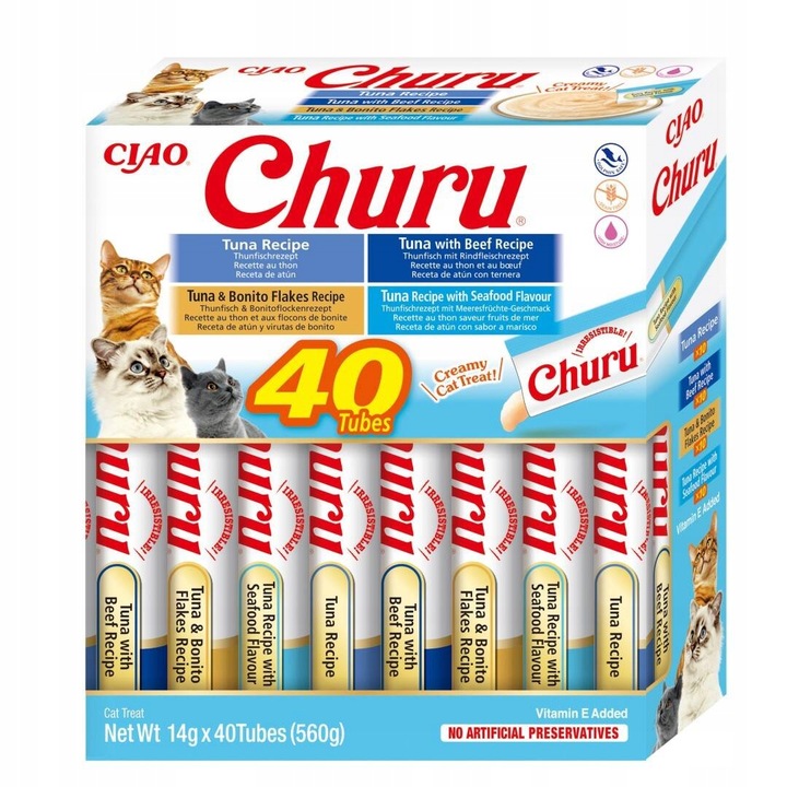 Inaba Cat Churu 40x14g (560g) Kremowy Przysmak Dla Kota Mix Z