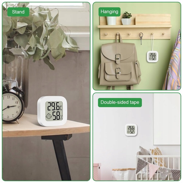 TERMOMETR CYFROWY ELEKTRONICZNA STACJA POGODY HIGROMETR POKOJOWY 4