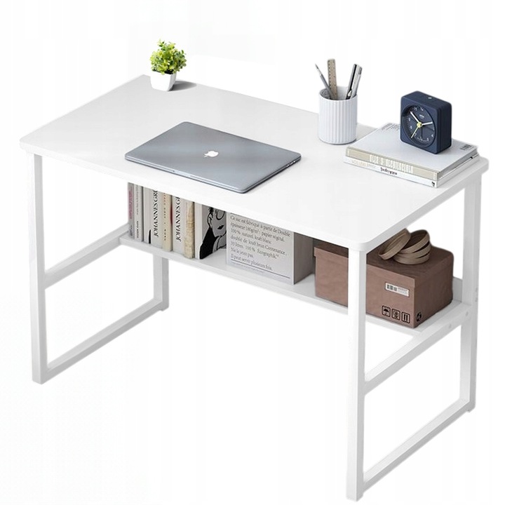 BIURKO KOMPUTEROWE STOLIK LOFT BIAŁE MŁODZIEŻOWE Z PÓŁKĄ NOWOCZESNE