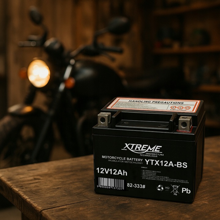 AKUMULATOR MOTOCYKLOWY XTREME 12V 12Ah (WYMIAR 14Ah) BEZOBSŁUGOWY SKUTER