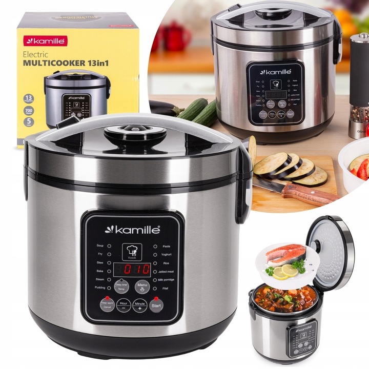 MULTICOOKER ELEKTRYCZNY GARNEKGARNEK SZYBKOWAR PAROWAR 13 PROGRAMÓW