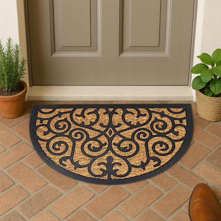 WYCIERACZKA POD DRZWI ZEWNĘTRZNA PÓŁOKRĄGŁA 40X60 DO BUTÓW KOKOSOWA BRĄZOWA