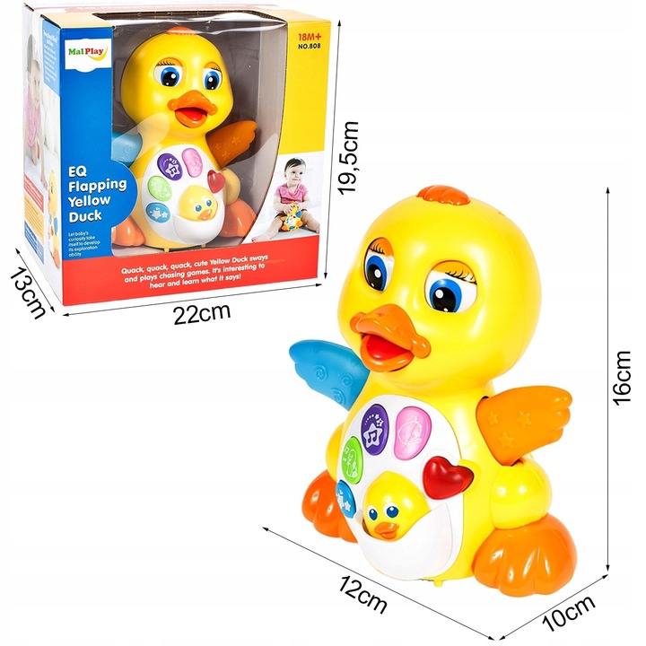 INTERAKTYWNA KACZUSZKA KACZKA GRA JEŹDZI MACHA SKRZYDEŁKAMI SERCE KWACZE