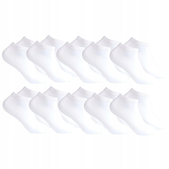 SKARPETKI STOPKI BAWEŁNIANE DAMSKIE białe WYGODNE GŁADKIE 10-PAR REHE 35-39