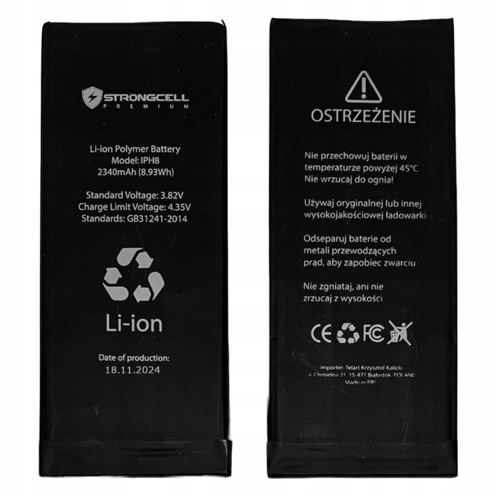 Bateria iPhone 8, A1863, A1905, A1906 Większa Pojemność STRONGCELL ŚWIEŻA