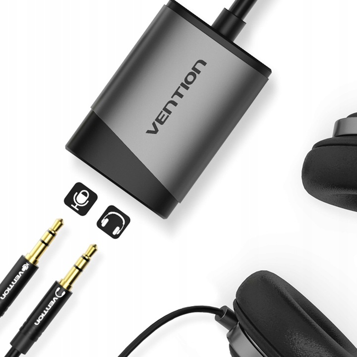 2 x Vention Zewnętrzna Karta Dźwiękowa Adapter USB-A Mikrofon Słuchawki 0,1