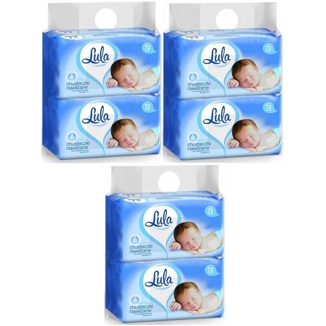 LULA Chusteczki Nawilżane Dla Dzieci z Pantenolem 72 Sztuki x 12 Opakowań