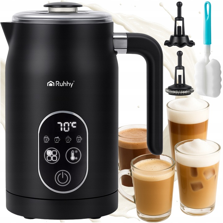 Spieniacz do Mleka Kawy Elektryczny Ruhhy 500W 4w1 Wyświetlacz LED BPA