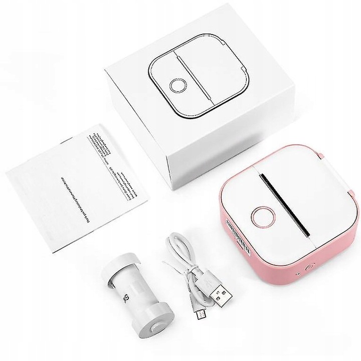 Phomemo T02 mini drukarka termiczna do zdjęć notatek etykiet różowa