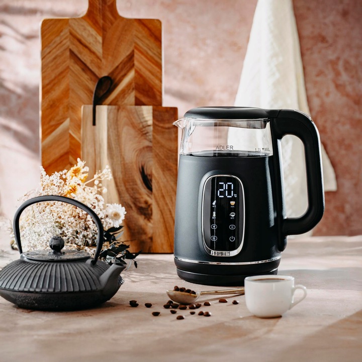 Czajnik Elektryczny Szklany Do Kuchni LED Podtrzymywanie Ciepła 1,7L