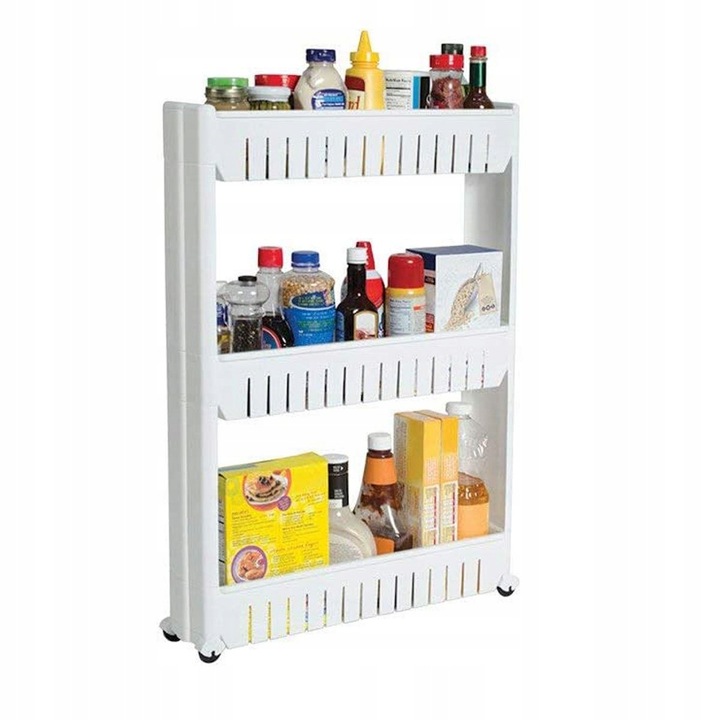 MOBILNA WĄSKA SZAFKA NA KÓŁKACH DO KUCHNI ŁAZIENKI