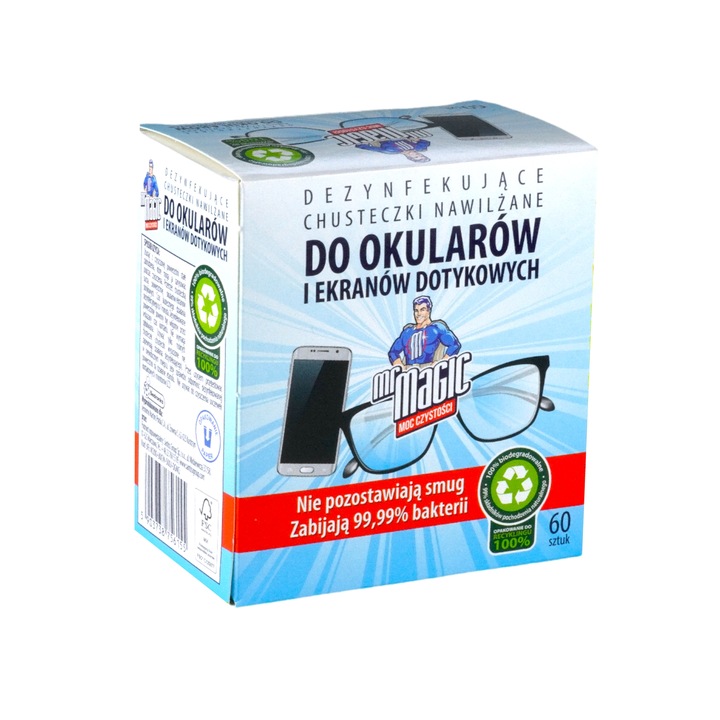 CHUSTECZKI NAWILŻANE DO OKULARÓW MR MAGIC 4x 60SZT