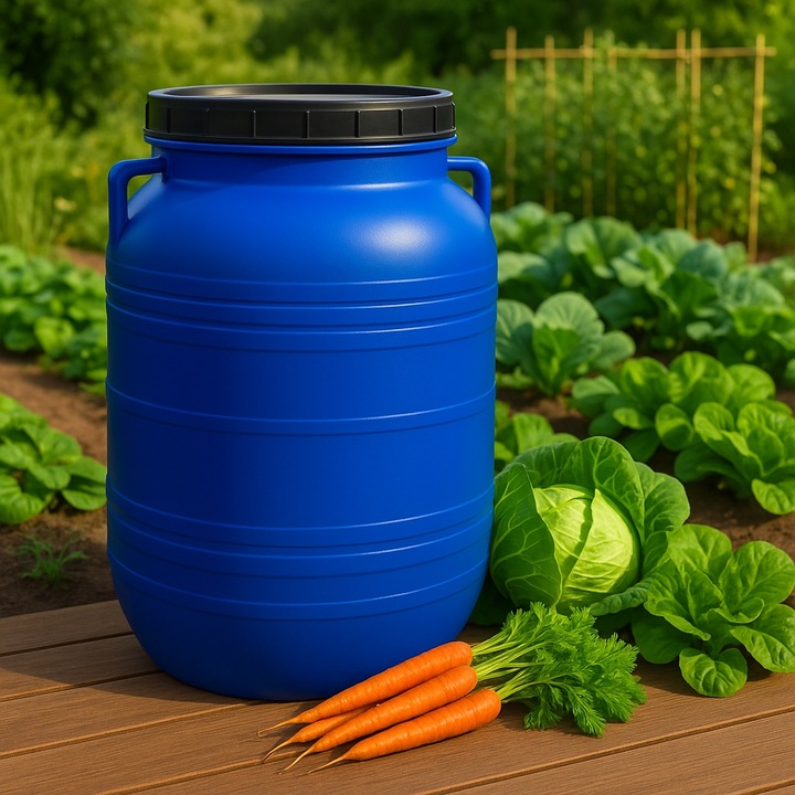 BECZKA PLASTIKOWA 60L DO KISZENIA KAPUSTY NA WODĘ DESZCZÓWKĘ ZAKRĘTKA ATEST