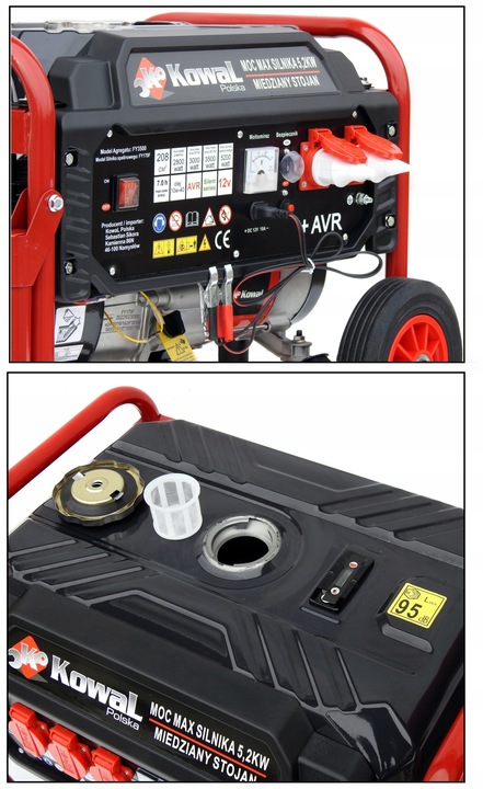 PROFESJONALNY AGREGAT PRĄDOTWÓRCZY 5,2kW KOŁA AVR+ MIEDZIANY STOJAN