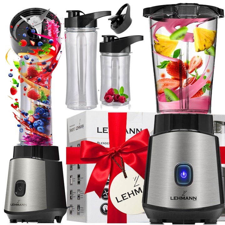 BLENDER KIELICHOWY DO SMOOTHIE KOKTAJLI 1200W MIKSUJE KRUSZY LÓD 2x