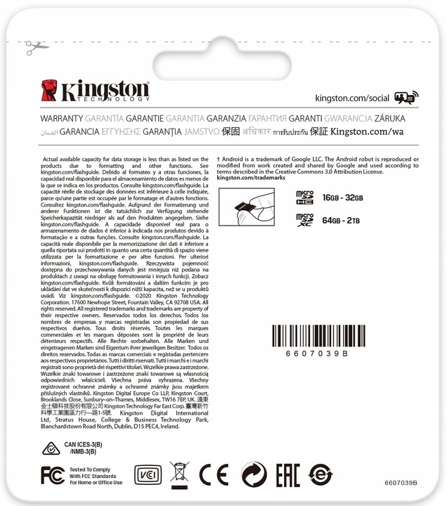Karta pamięci micro SD SDXC 256GB KINGSTON Go! Plus 170MB/S DO KAMERY DRONA