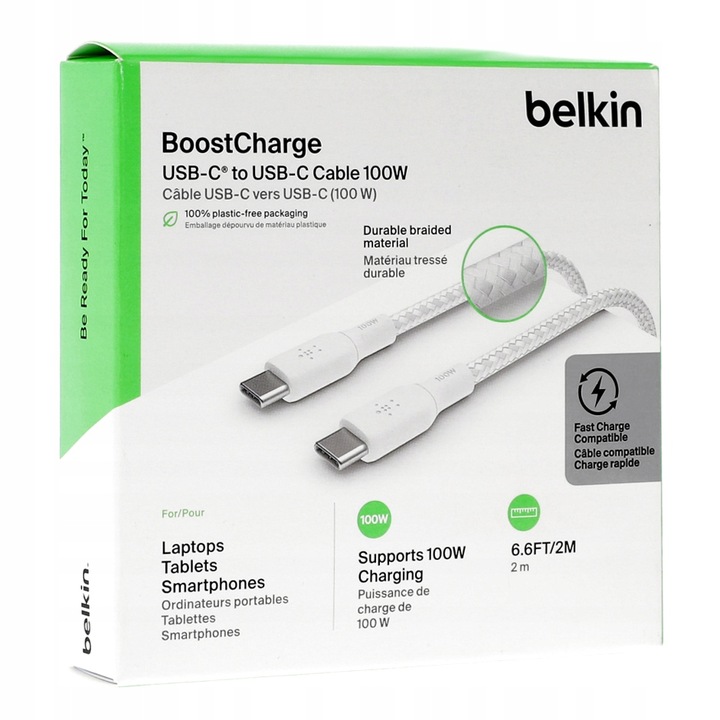 Belkin - Kabel Boost - USB-C do USB-C PD, 5A 100W, z oplotem nylonowym, 2 m