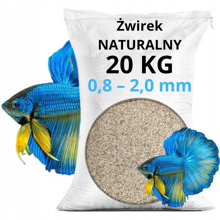 Żwirek do akwarium 0,8-2,0 mm żwir akwariowy naturalny z ATESTEM 20 KG