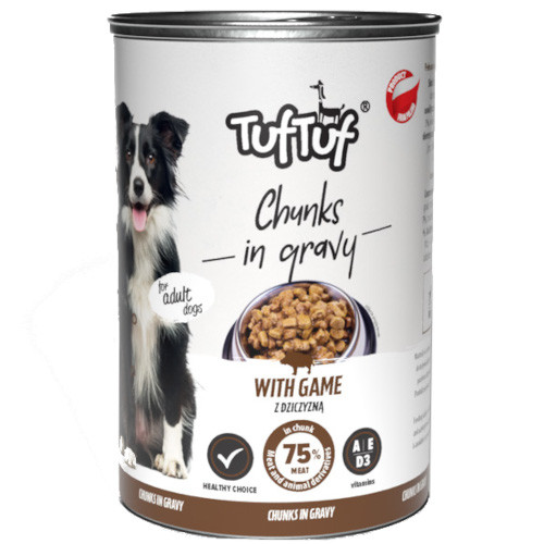 MOKRA KARMA DLA PSA 75% MIĘSA MIX 24x415g. 9,96 kg KAWAŁKI TUF TUF