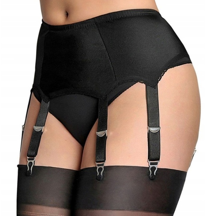 Pas do Pończoch Nylonowych Czarny Charmzi Nicole Vintage Retro S/M