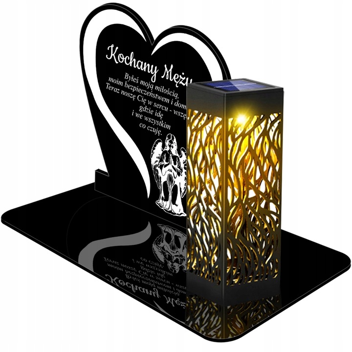 ZNICZ SOLARNY LED WIECZNY DLA MAMY NA CMENTARZ GRÓB lampka Napis Serce 3D