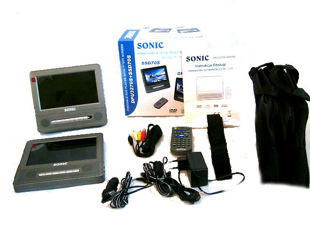 DVD 2 MONITORY NA ZAGLOWKI USB SD TORBA WBUD. AKUM