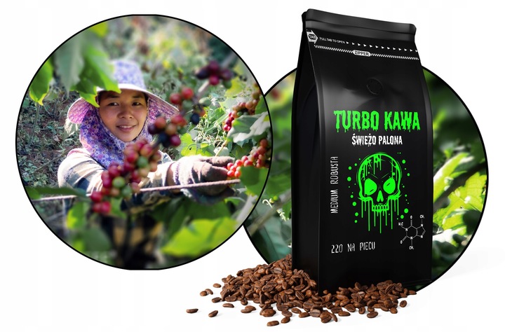 TURBO Kawa ziarnista Do ekspresu 1kg 100% Robusta 220 NA PIECU