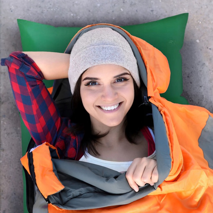 MATA SAMOPOMPUJĄCA KARIMATA DMUCHANA TREKKINGOWA Z PODUSZKĄ