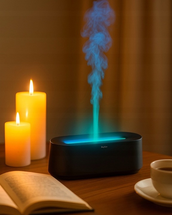 Dyfuzor Zapachowy LED Kominek 250ml + 12 Olejków | Nawilżacz Powietrza