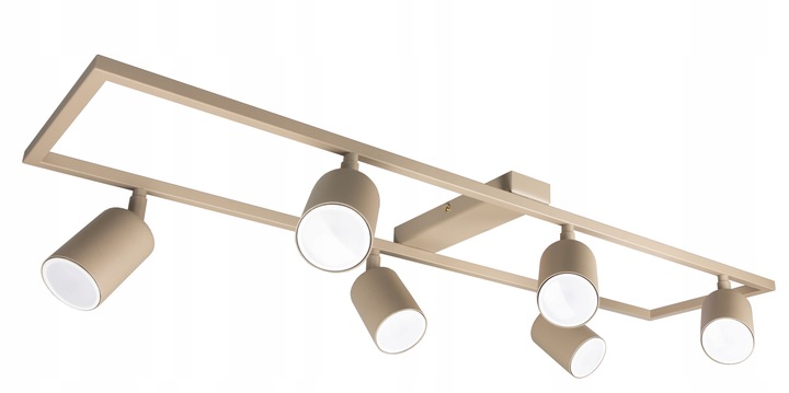 LAMPA SUFITOWA NATYNKOWA 6XGU10 LED SPOT BEŻ ECRU RUCHOMA REFLEKTOR